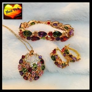 💥LAST SET💥18K GP Jewelry Set w/multi-colored CZs
